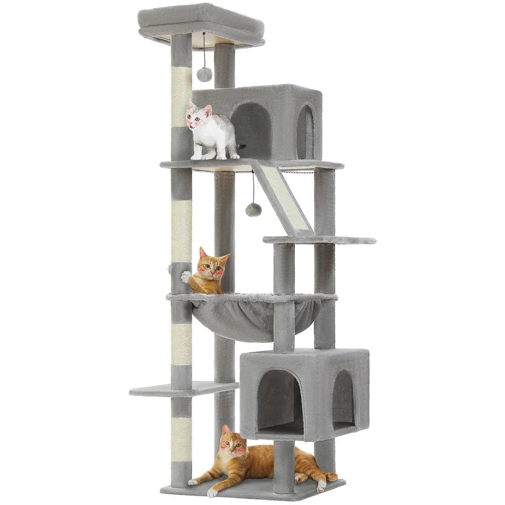 Grand arbre à chat 180cm – Tour avec hamac, griffoir sisal, jouets