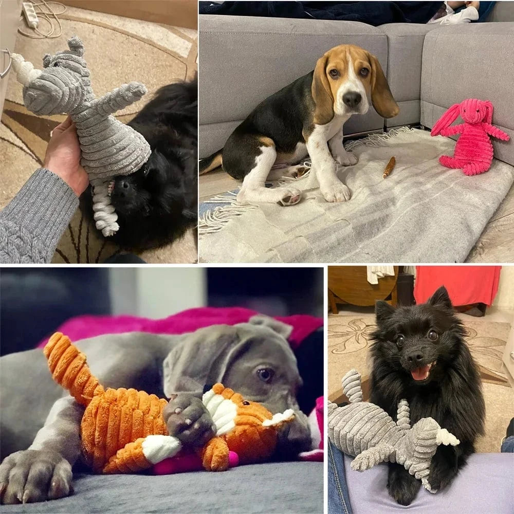 Jouet en peluche velours côtelé pour chien – Résistant & grinçant