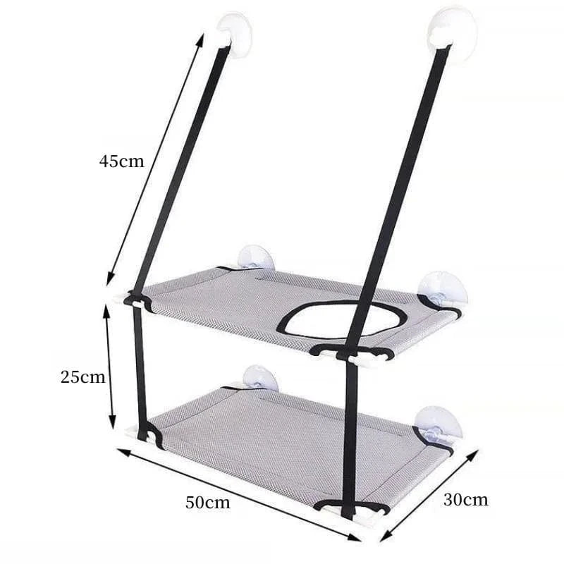 Hamac de fenêtre pour chat – Lit suspendu 2 étages avec ventouses