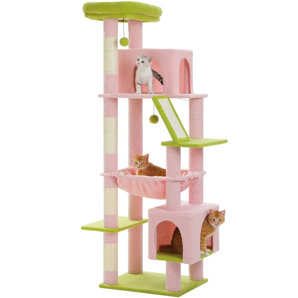 Grand arbre à chat 180cm – Tour avec hamac, griffoir sisal, jouets