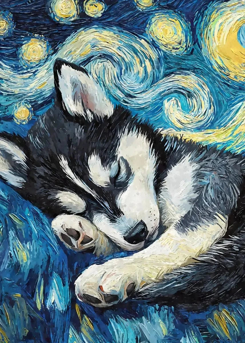 Affiche animaux mignons nuit étoilée – Art mural abstrait déco salon PawLuxe™