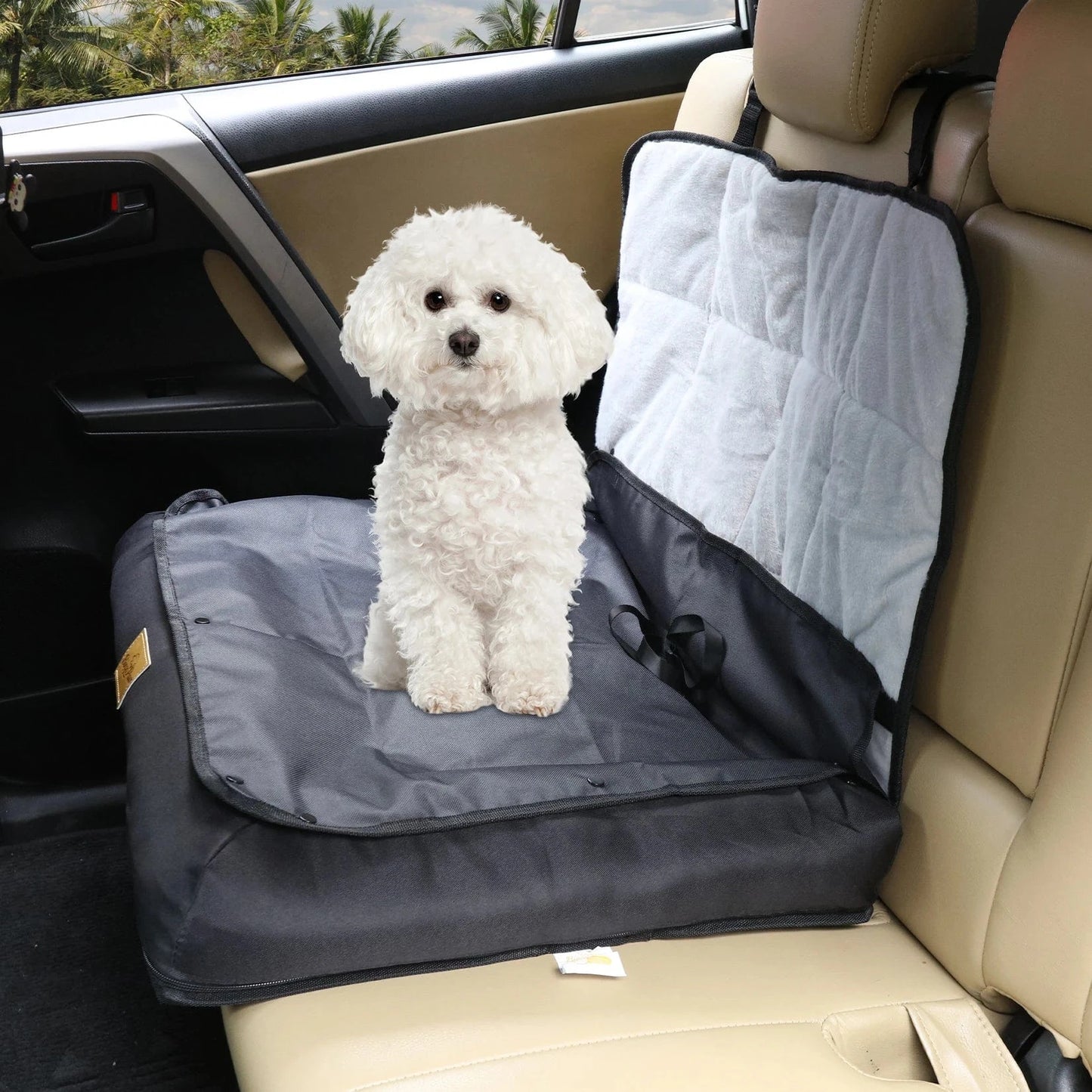Siège de voiture portable pour chien – Rehausseur étanche avec ceinture