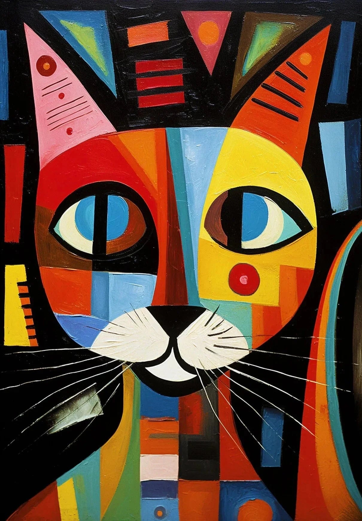 Affiche de chat en Patchwork, motif géométrique abstrait