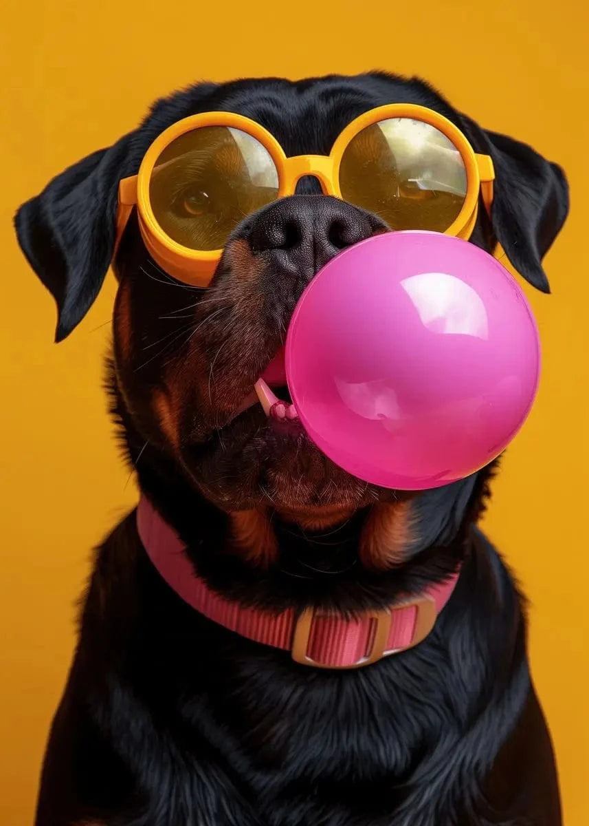 Affiche chien coloré Bubblegum – Samoyède, bouledogue, Corgi déco murale PawLuxe™
