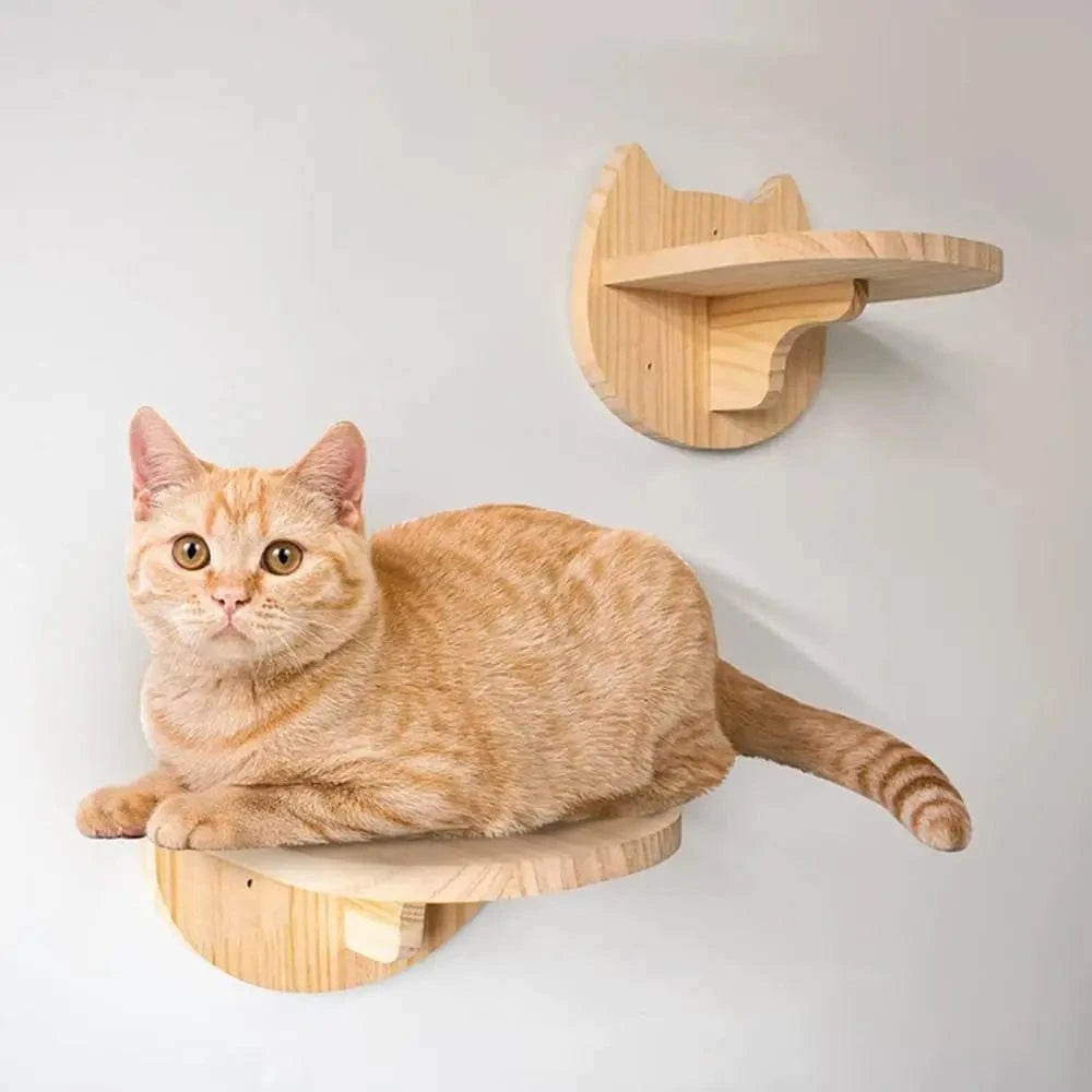Hamac mural d'escalade pour chat, poteau à gratter pour meubles en bois, marches d'échelle, chats dormant et jouant