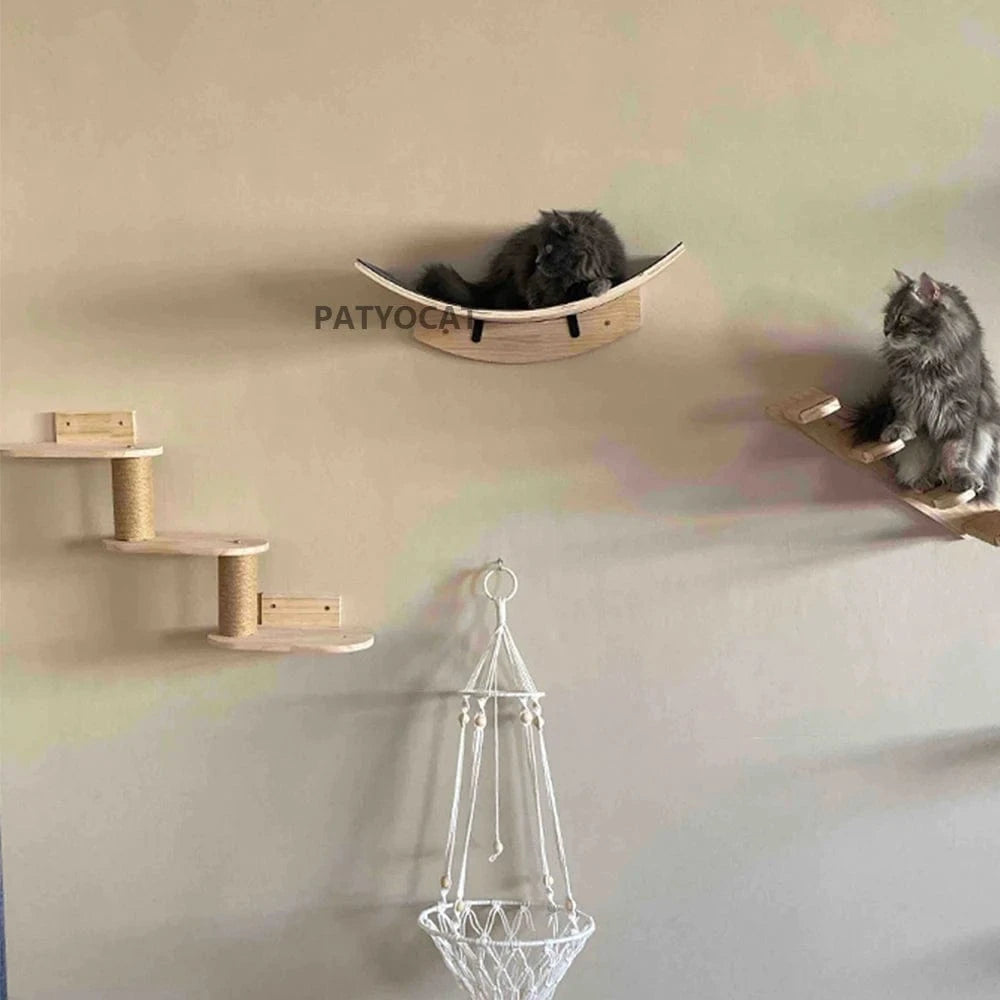 Étagères d'escalade murales pour chat – Hamac, griffoir, pont, escalier