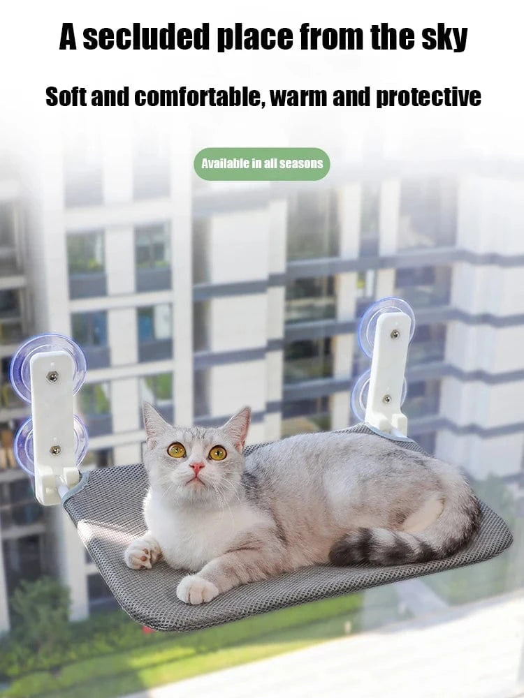 Hamac pliant pour chat – Plateforme fenêtre murale avec double ventouse