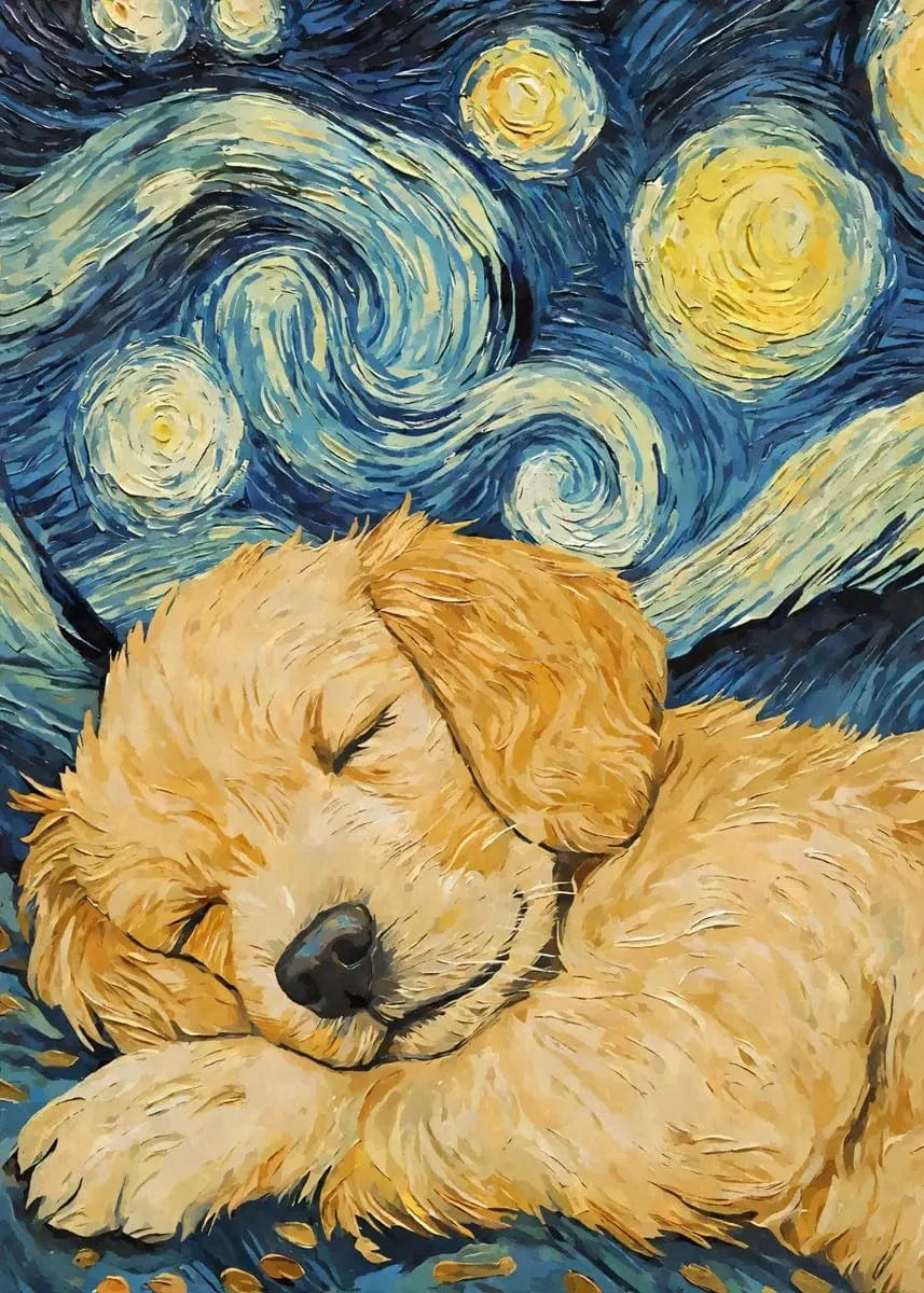 Affiche animaux mignons nuit étoilée – Art mural abstrait déco salon PawLuxe™