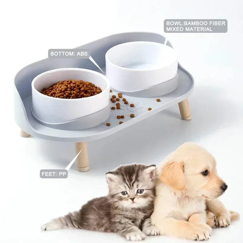 Mangeoires doubles réglables – Bols surélevés pour chat, chiot & petit chien