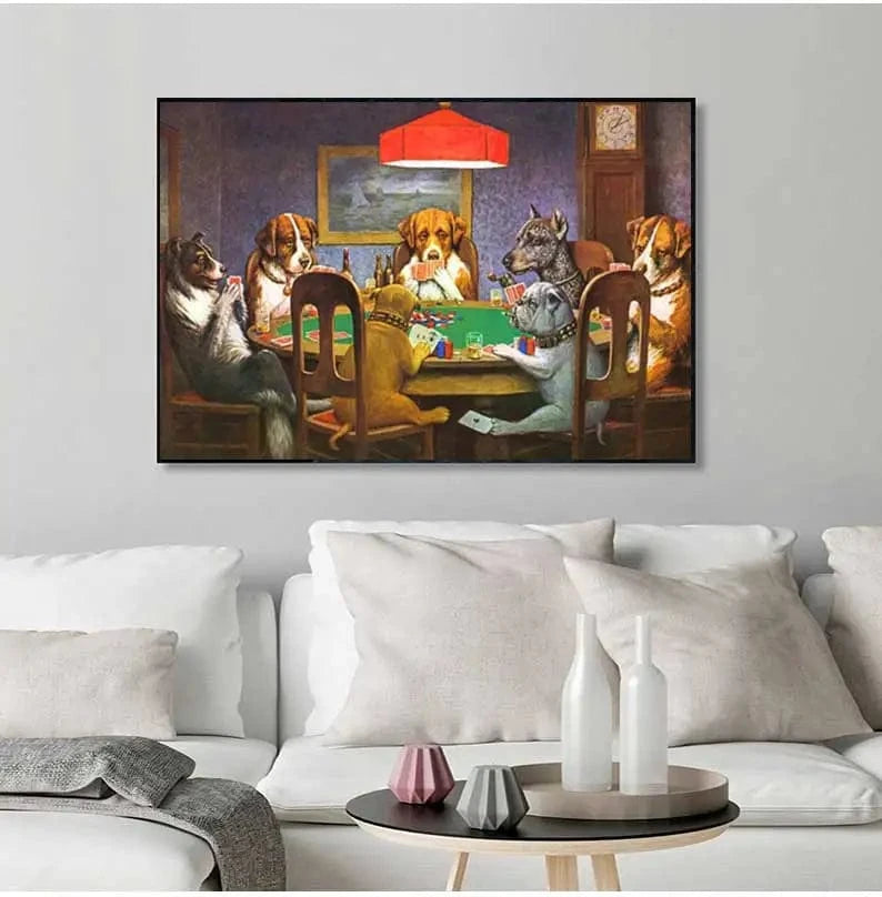 Affiche drôle chiens jouant au poker – Art mural carlin casino déco