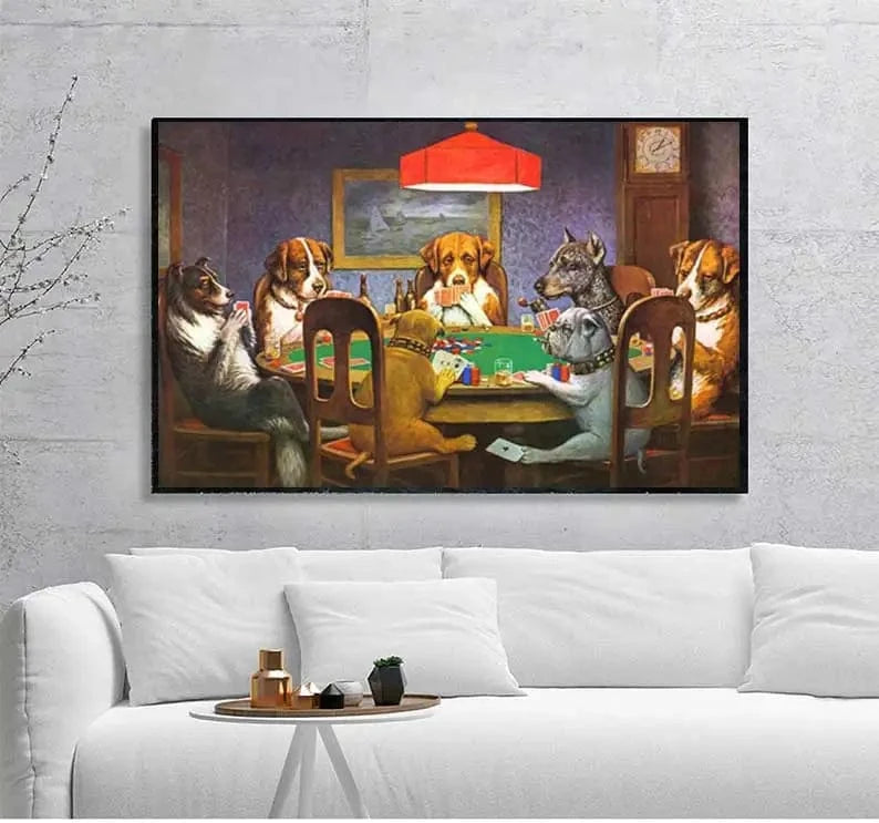 Affiche drôle chiens jouant au poker – Art mural carlin casino déco