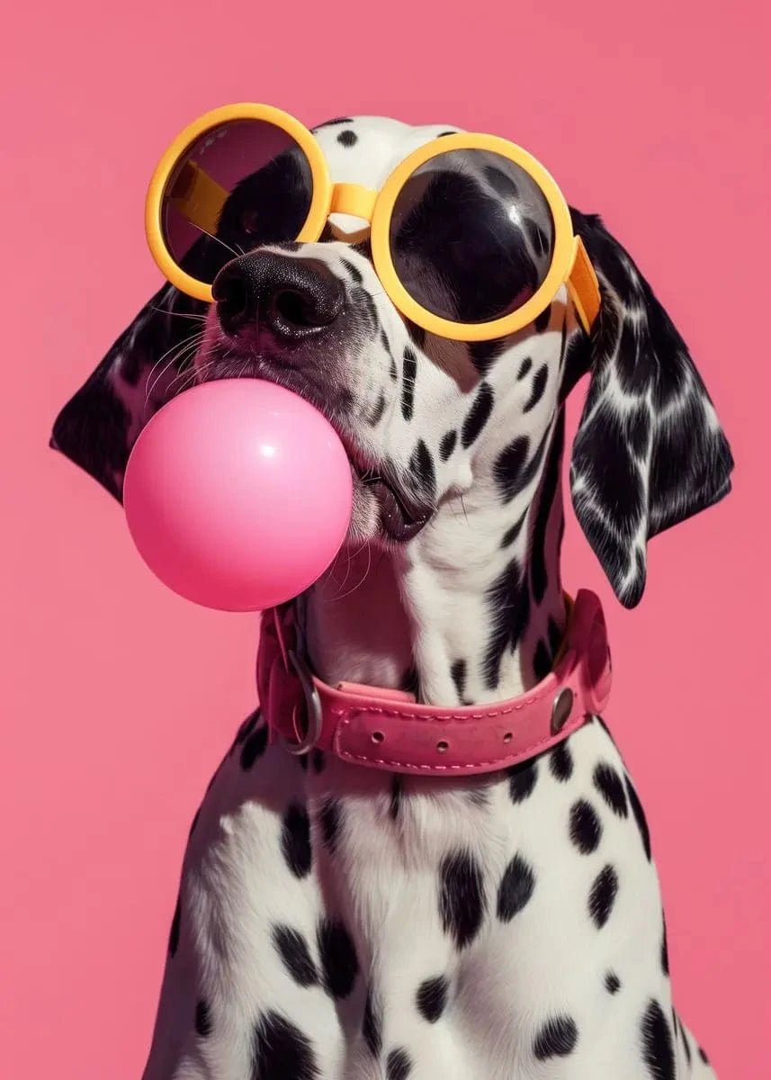 Affiche chien coloré Bubblegum – Samoyède, bouledogue, Corgi déco murale PawLuxe™