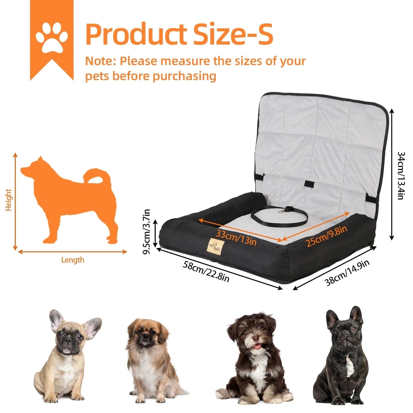 Siège de voiture portable pour chien – Rehausseur étanche avec ceinture