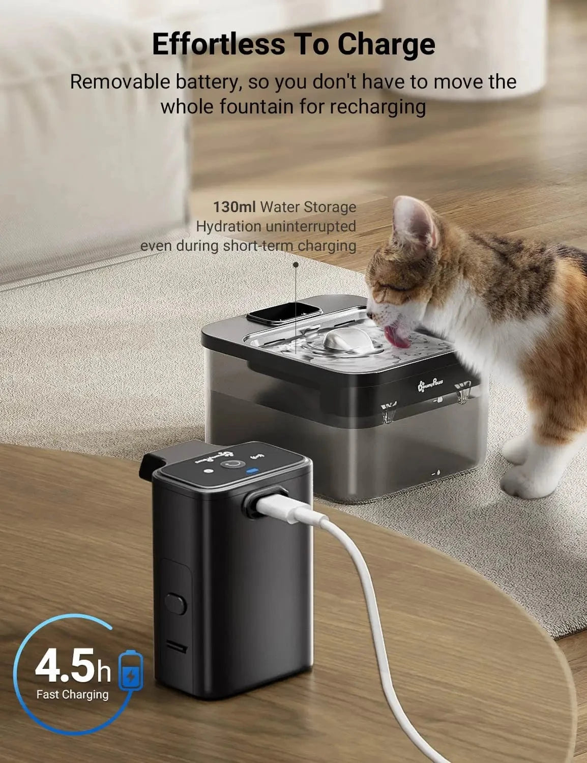 Fontaine eau automatique 2,5L inox – Distributeur sans fil