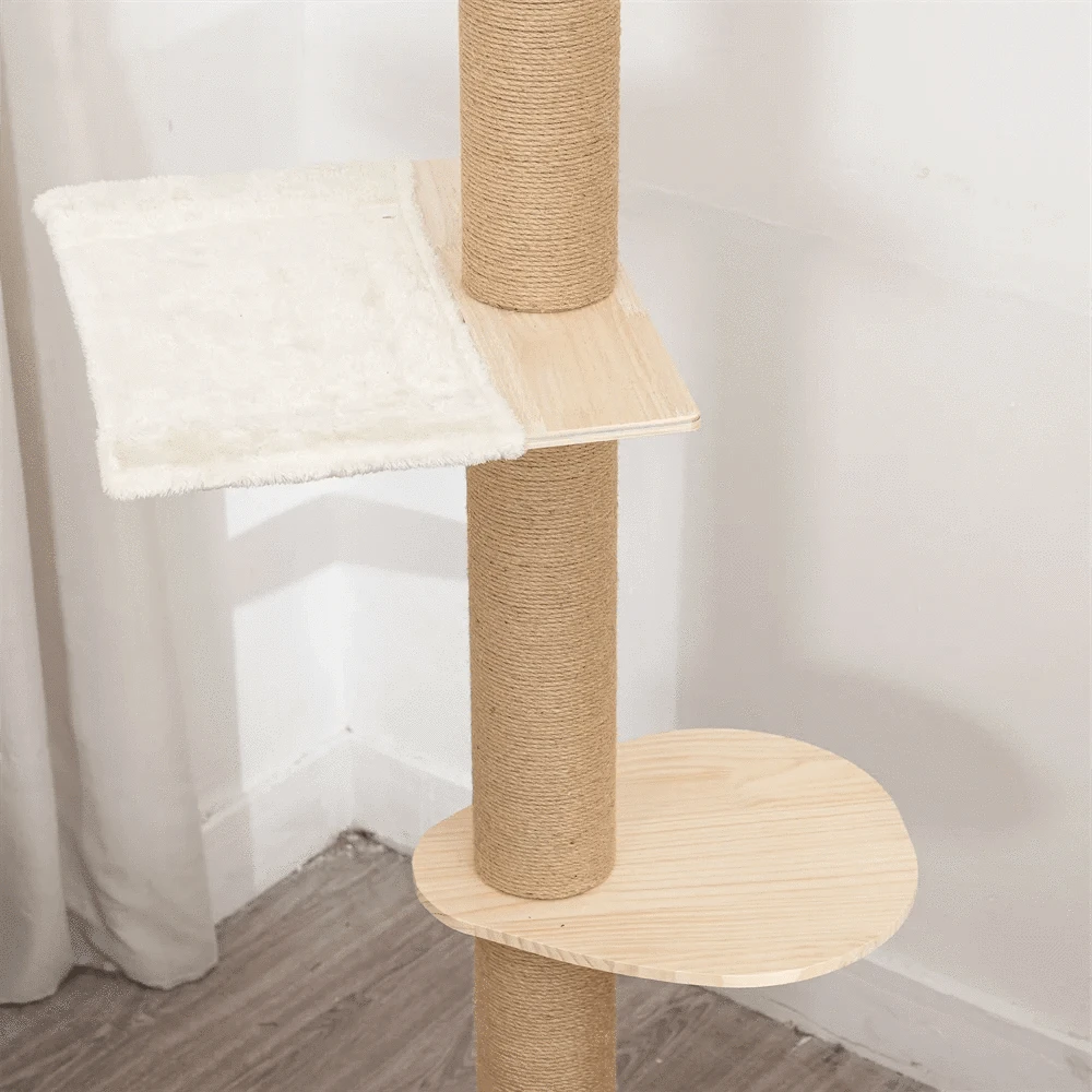 Maison d’arbre réglable chat – Tour du sol au plafond avec hamac
