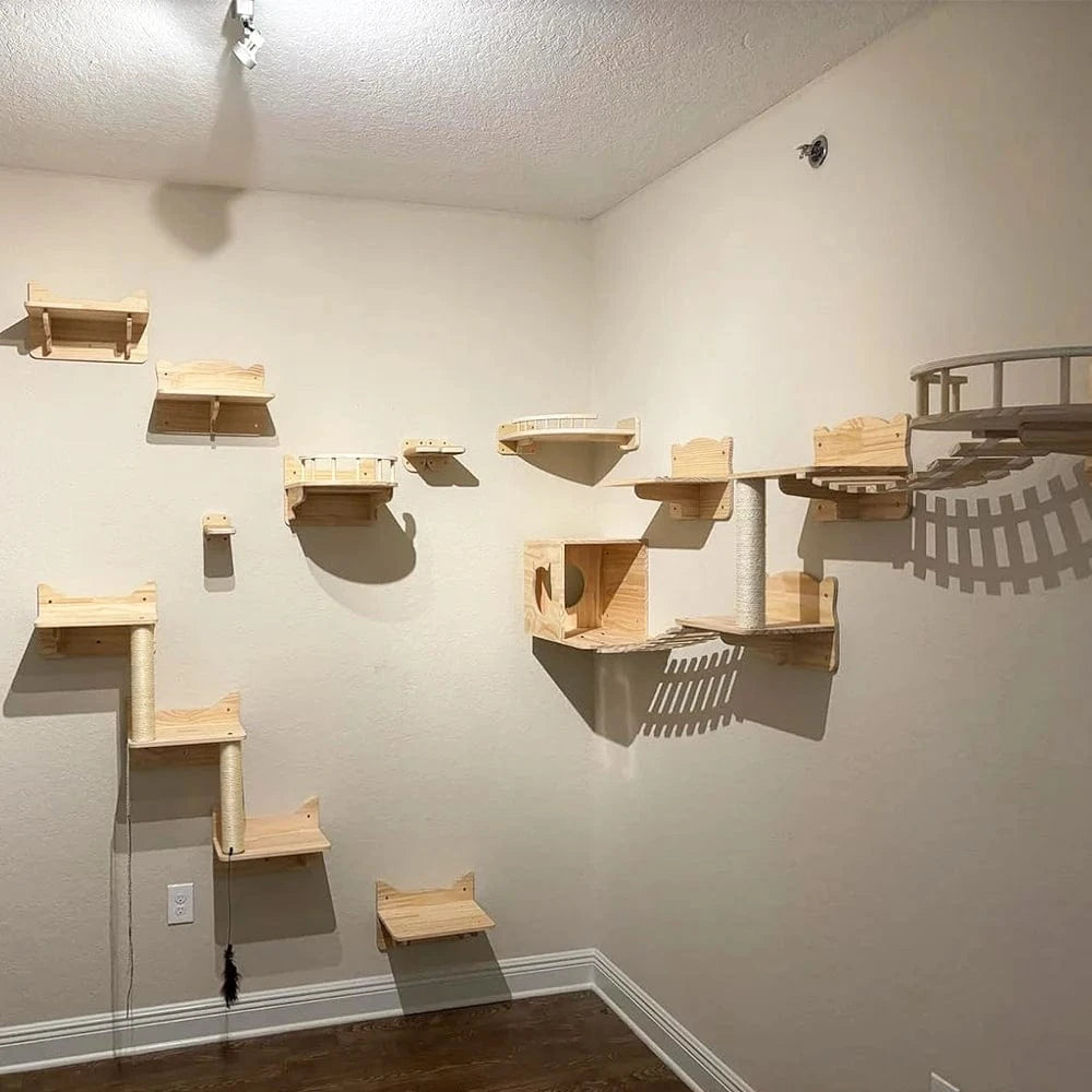 Étagères d'escalade murales pour chat – Hamac, griffoir, pont, escalier