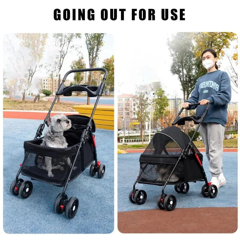 Poussette pliable légère pour animaux – Chiens & chats – Idéale voyage et plein air