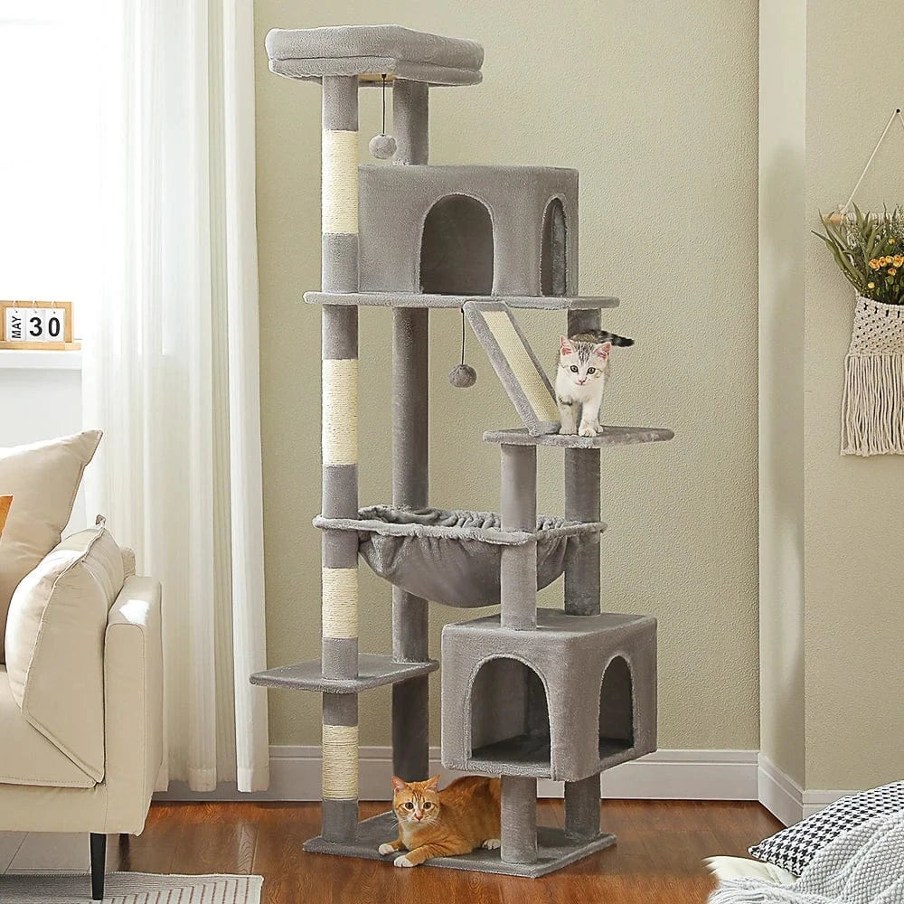 Grand arbre à chat 180cm – Tour avec hamac, griffoir sisal, jouets