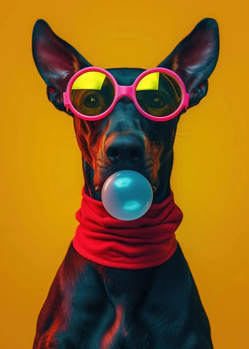 Affiche chien coloré Bubblegum – Samoyède, bouledogue, Corgi déco murale PawLuxe™