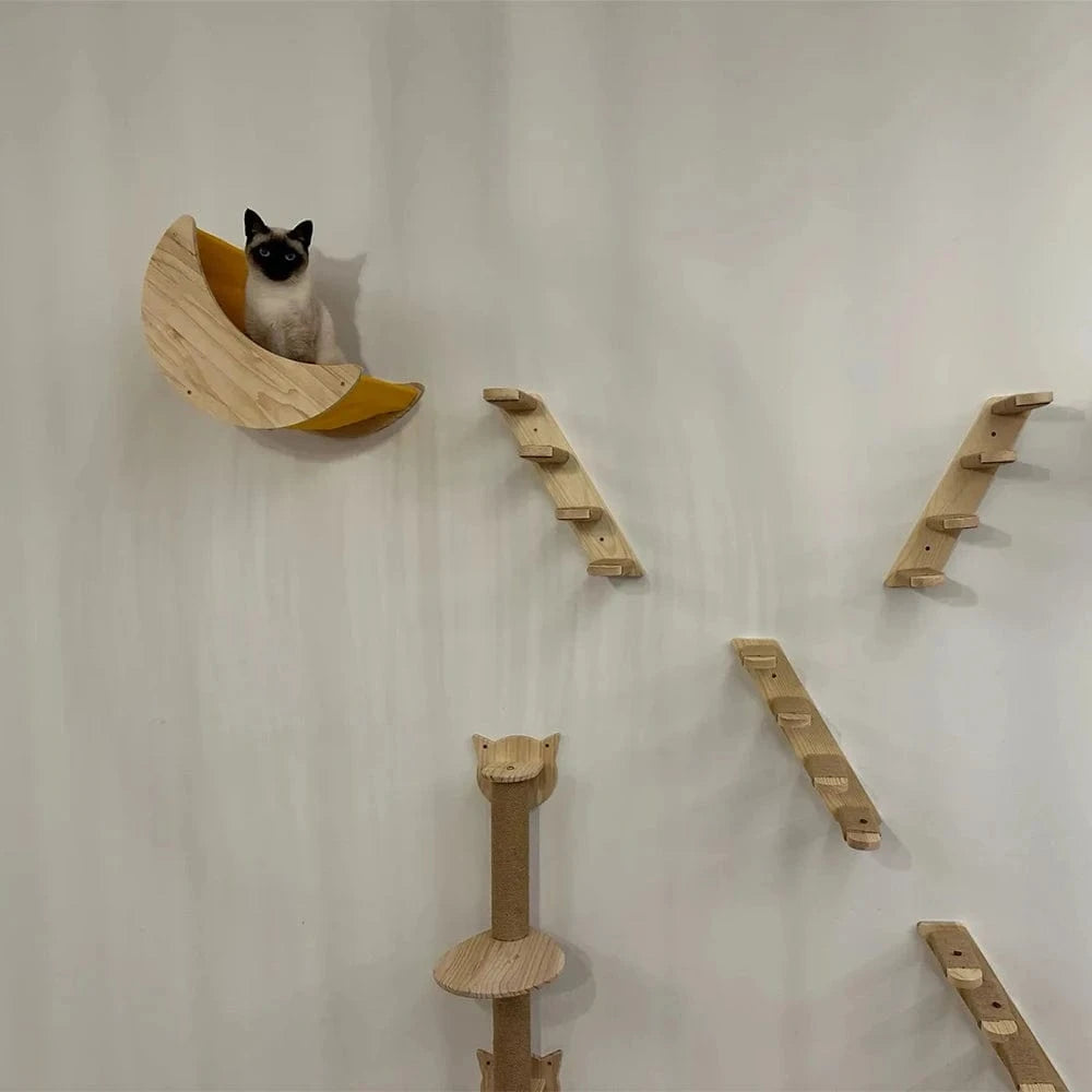 Étagères d'escalade murales pour chat – Hamac, griffoir, pont, escalier