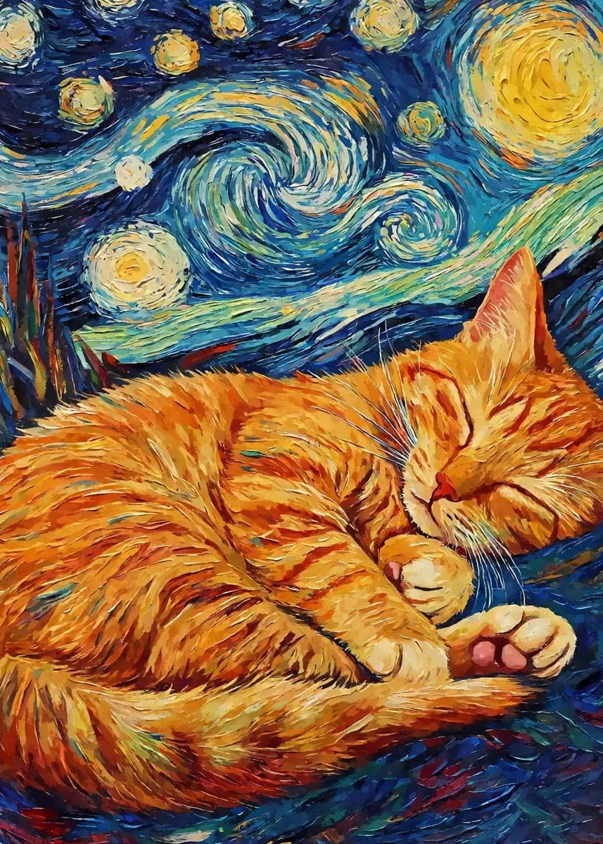 Affiche animaux mignons nuit étoilée – Art mural abstrait déco salon PawLuxe™