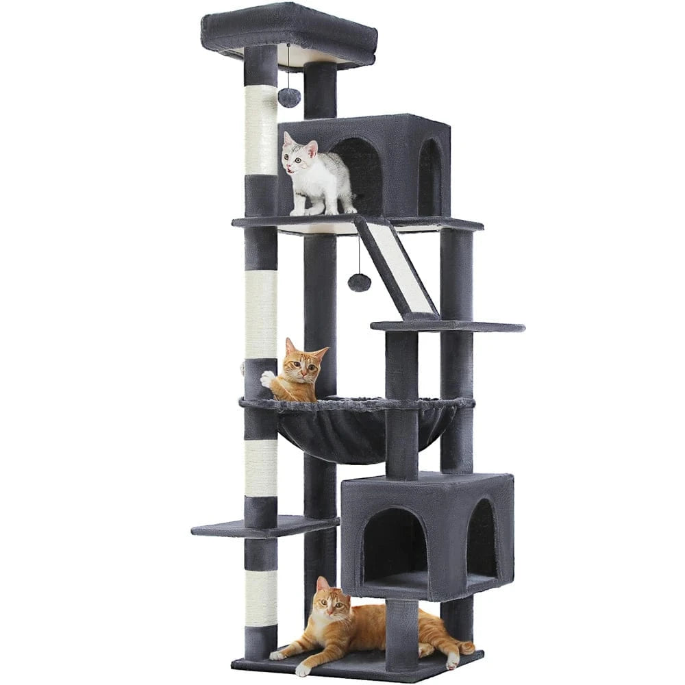 Grand arbre à chat 180cm – Tour avec hamac, griffoir sisal, jouets