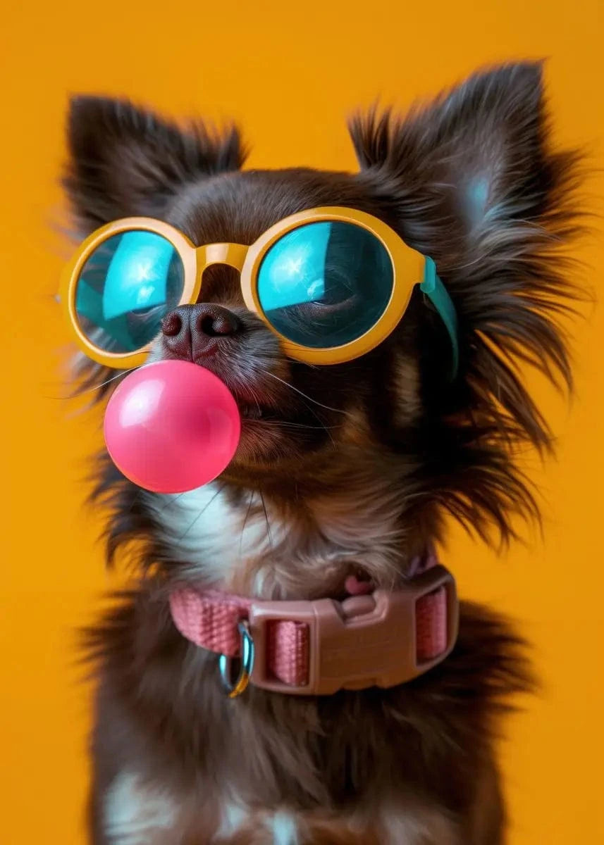 Affiche chien coloré Bubblegum – Samoyède, bouledogue, Corgi déco murale PawLuxe™