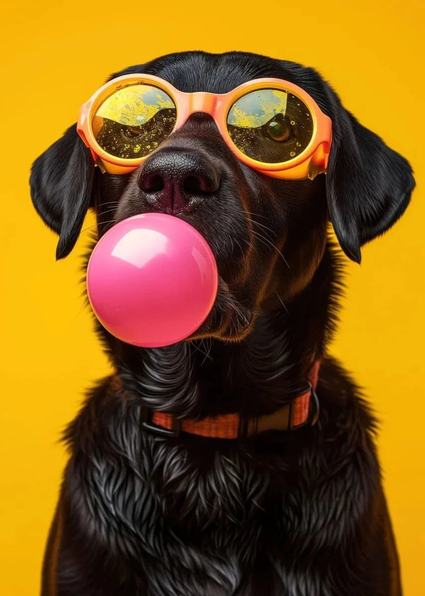 Affiche chien coloré Bubblegum – Samoyède, bouledogue, Corgi déco murale PawLuxe™