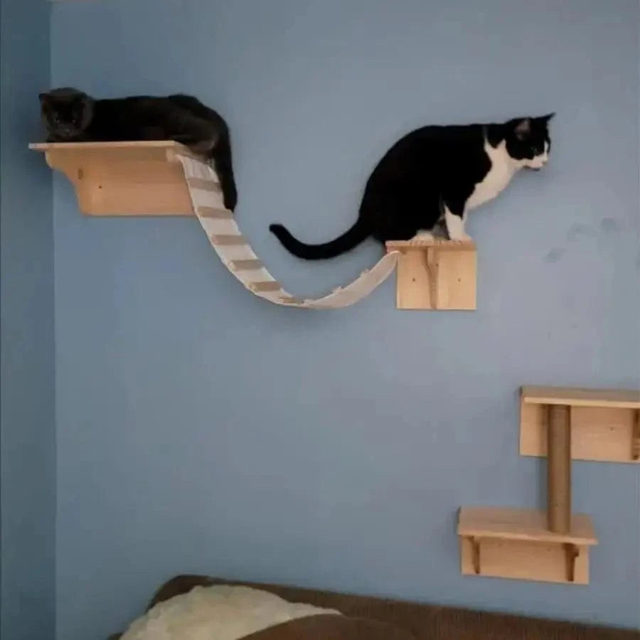 Étagères d'escalade murales pour chat – Hamac, griffoir, pont, escalier