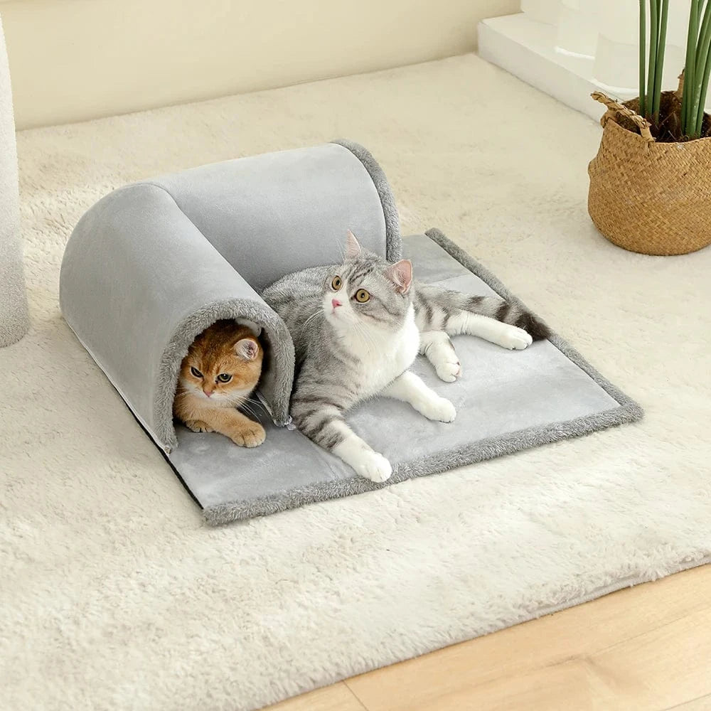 Lit pour chat avec tunnel – Couchage confortable & aire de jeu intégrée