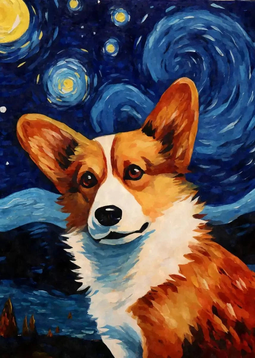 Affiche animaux mignons nuit étoilée – Art mural abstrait déco salon PawLuxe™