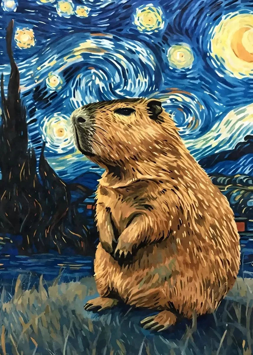 Affiche animaux mignons nuit étoilée – Art mural abstrait déco salon PawLuxe™