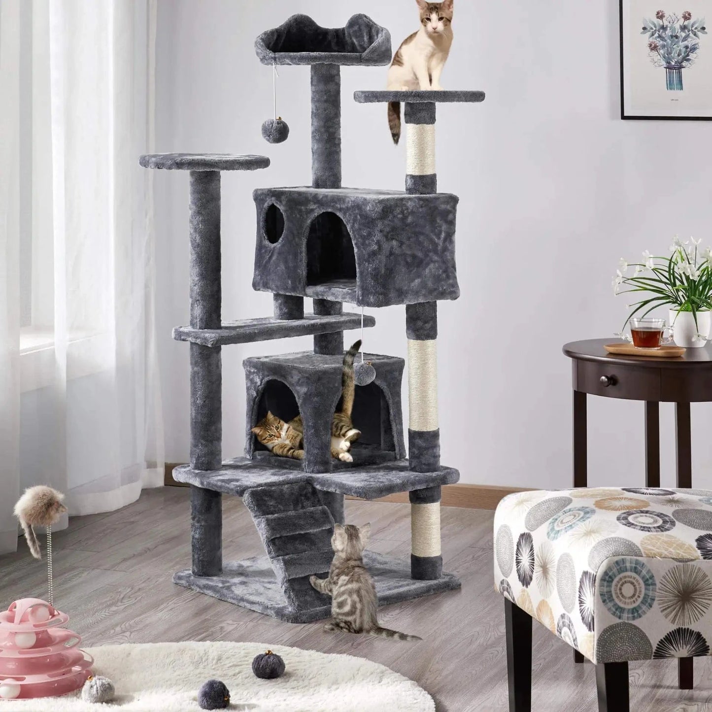 Arbre à chat – Étagère murale haute, design compact