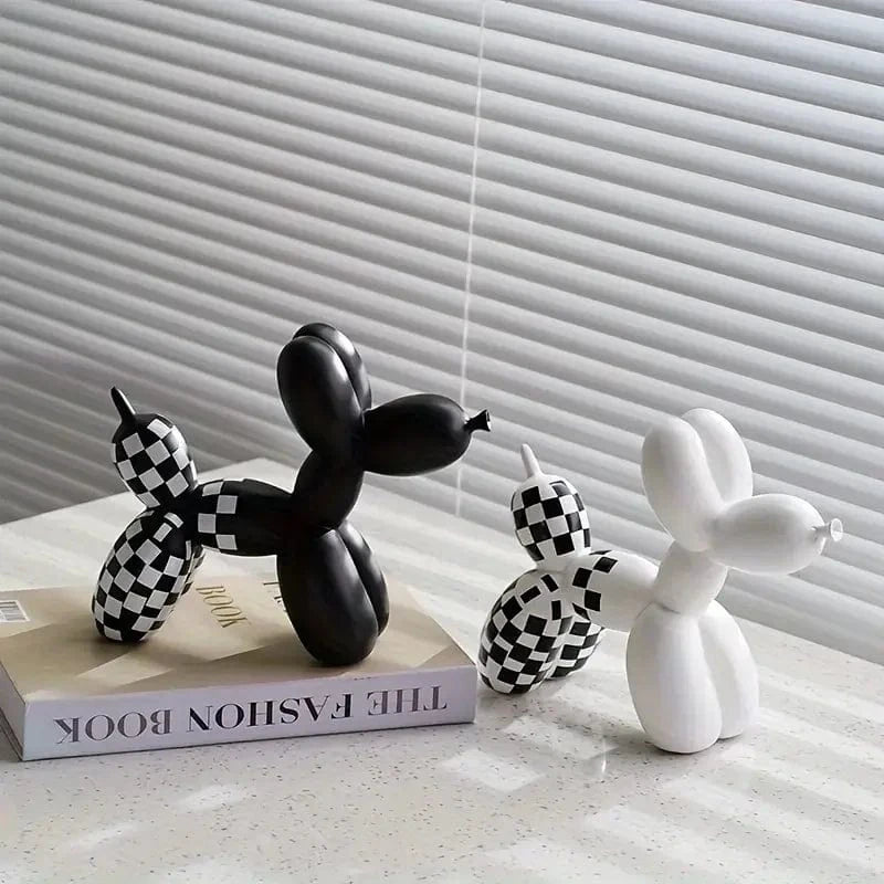 Sculpture chien ballon moderne noir et blanc – Décoration design