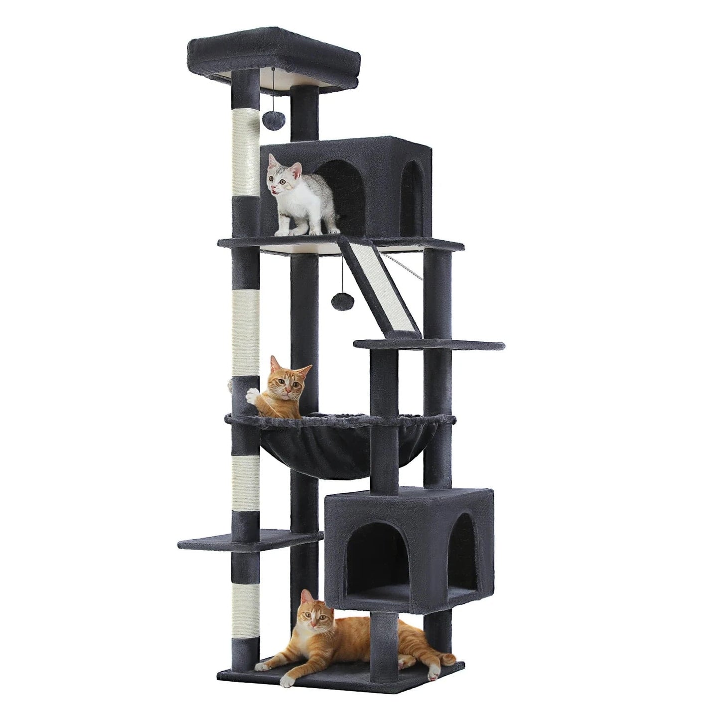 Grand arbre à chat 180cm – Tour avec hamac, griffoir sisal, jouets