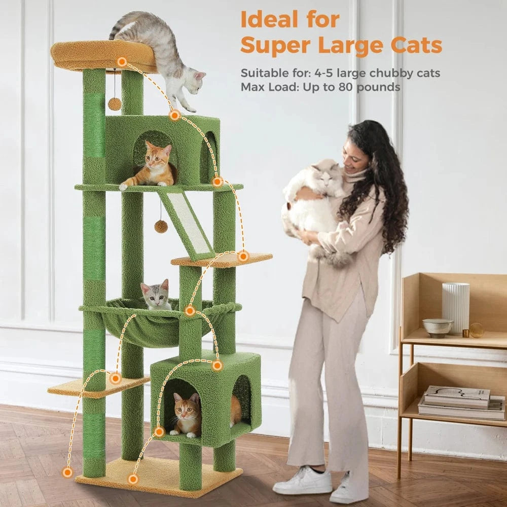 Grand arbre à chat 180cm – Tour avec hamac, griffoir sisal, jouets