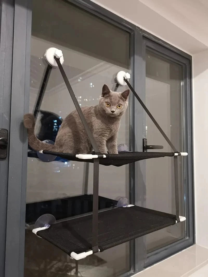 Hamac de fenêtre pour chat – Lit suspendu 2 étages avec ventouses