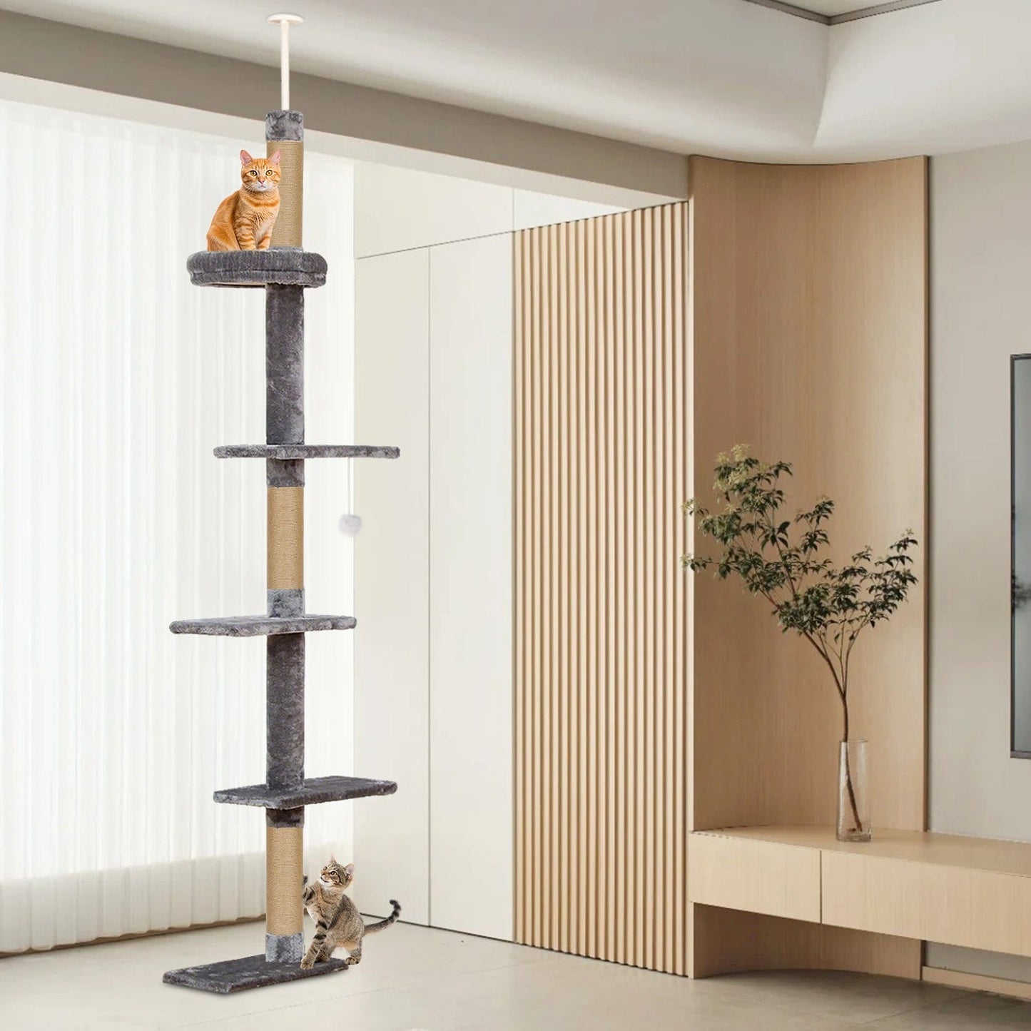 Arbre à chat 5 niveaux réglable – Tour XXL du sol au plafond 260 cm