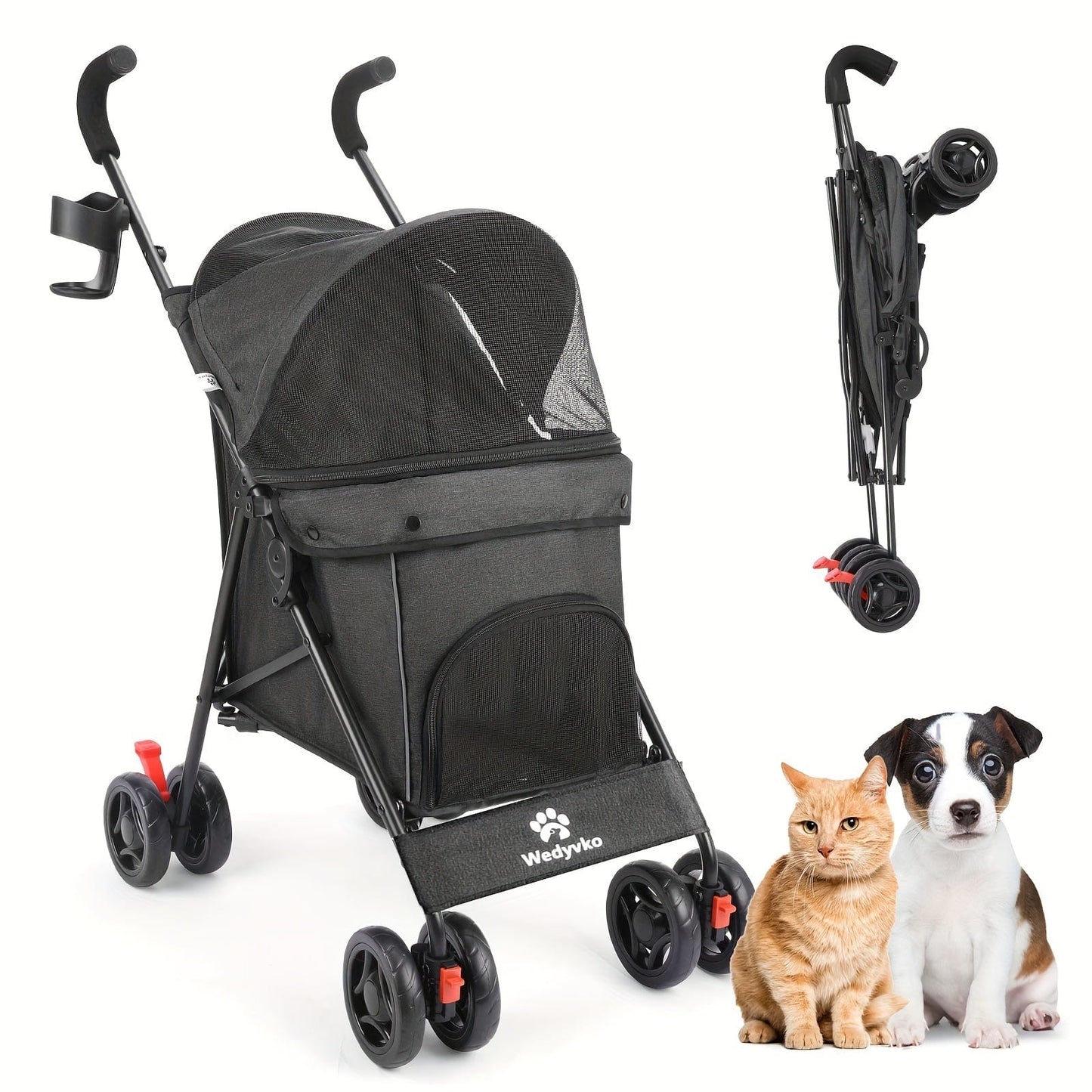 Poussette légère & portable pour chien & chat – Jusqu’à 15 kg