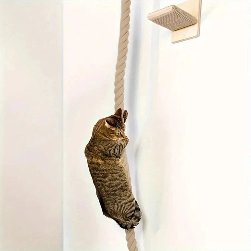 Arbre à chat mural – Étageres bois, griffoirs, hamac et perchoirs solides One PETS-TOP