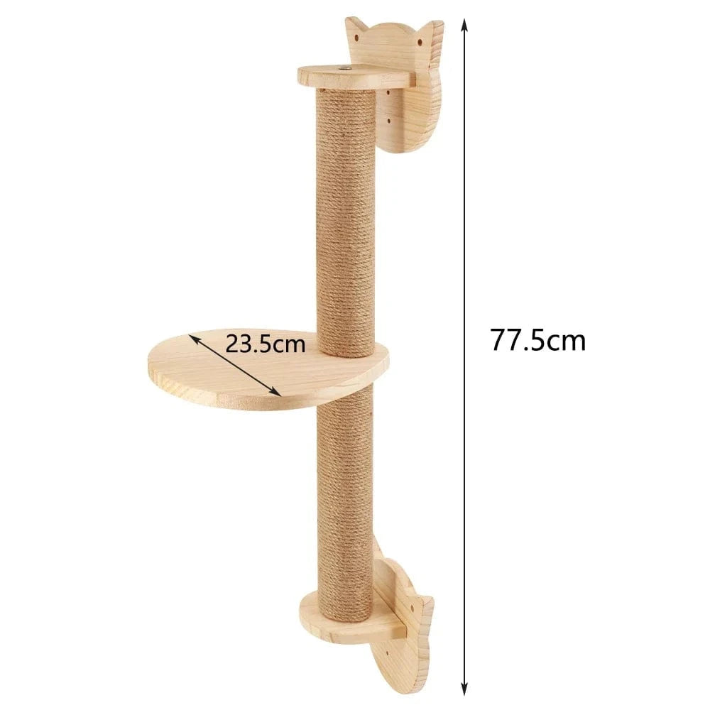 Arbre à chat mural – Étageres bois, griffoirs, hamac et perchoirs solides cat tree One PETS-TOP