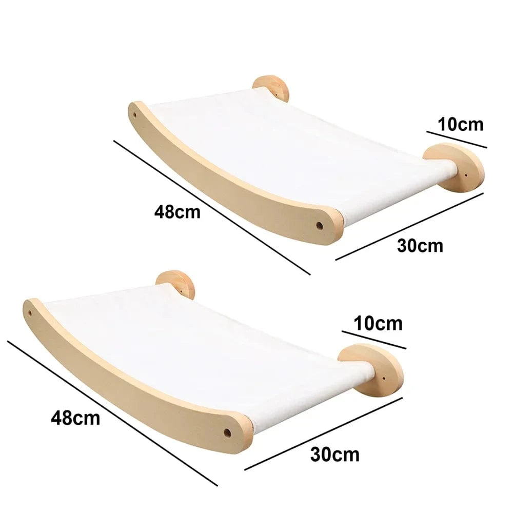 Arbre à chat mural – Étageres bois, griffoirs, hamac et perchoirs solides 2 hammock b One PETS-TOP