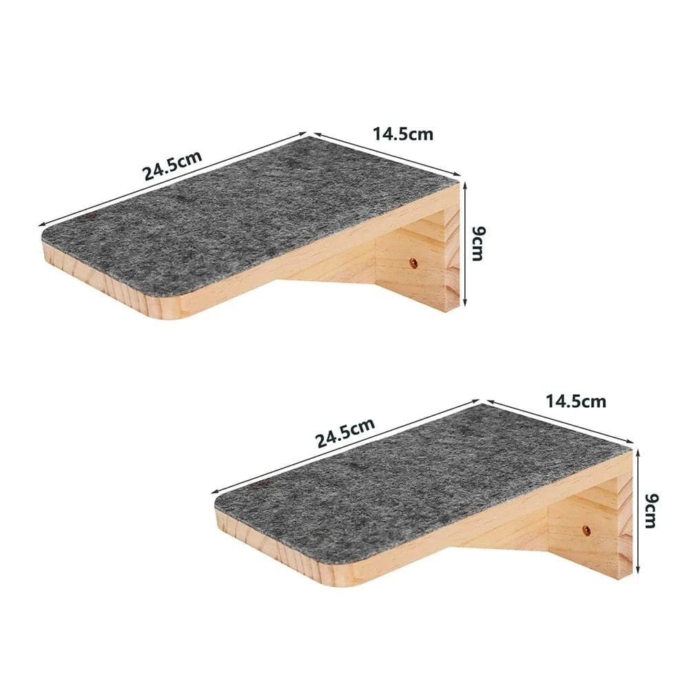 Arbre à chat mural – Étageres bois, griffoirs, hamac et perchoirs solides 2 felt steps One PETS-TOP