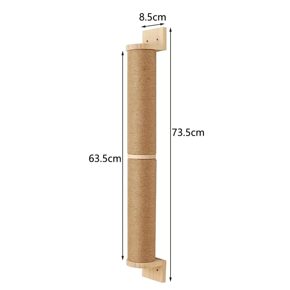 Arbre à chat mural – Étageres bois, griffoirs, hamac et perchoirs solides long scratching post One PETS-TOP