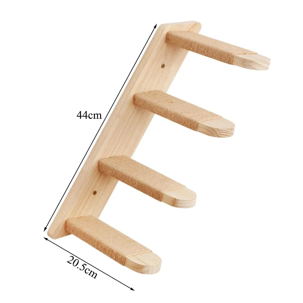 Arbre à chat mural – Étageres bois, griffoirs, hamac et perchoirs solides cat stair a One PETS-TOP