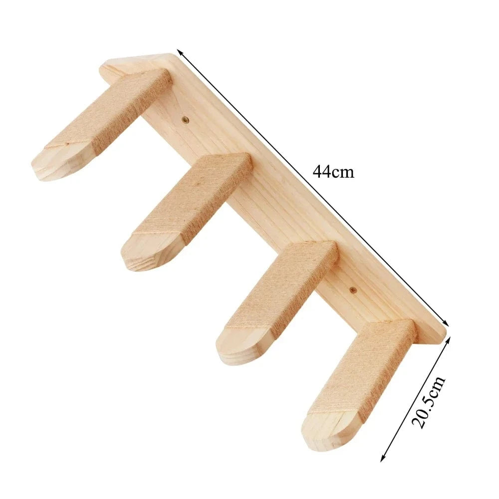 Arbre à chat mural – Étageres bois, griffoirs, hamac et perchoirs solides cat stair b One PETS-TOP