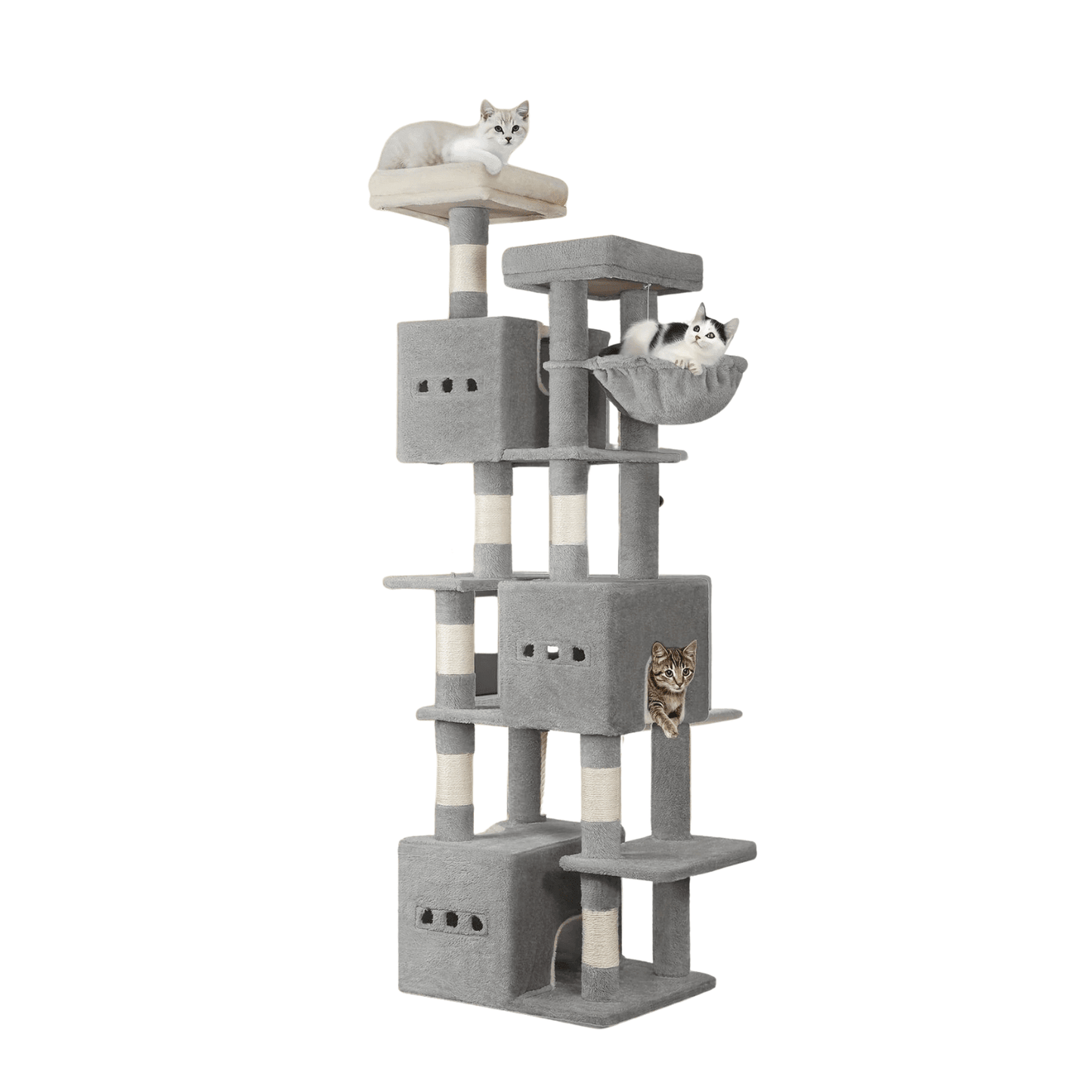 Arbre à chat XXL 193 cm – Tour géante 7 niveaux avec niches & griffoirs - One PETS - TOP
