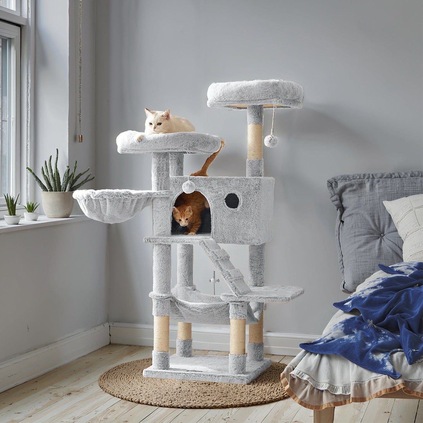 Arbre à chat XXL ultra-doux – Grands chats, stabilité & confort premium Gris Perle One PETS-TOP