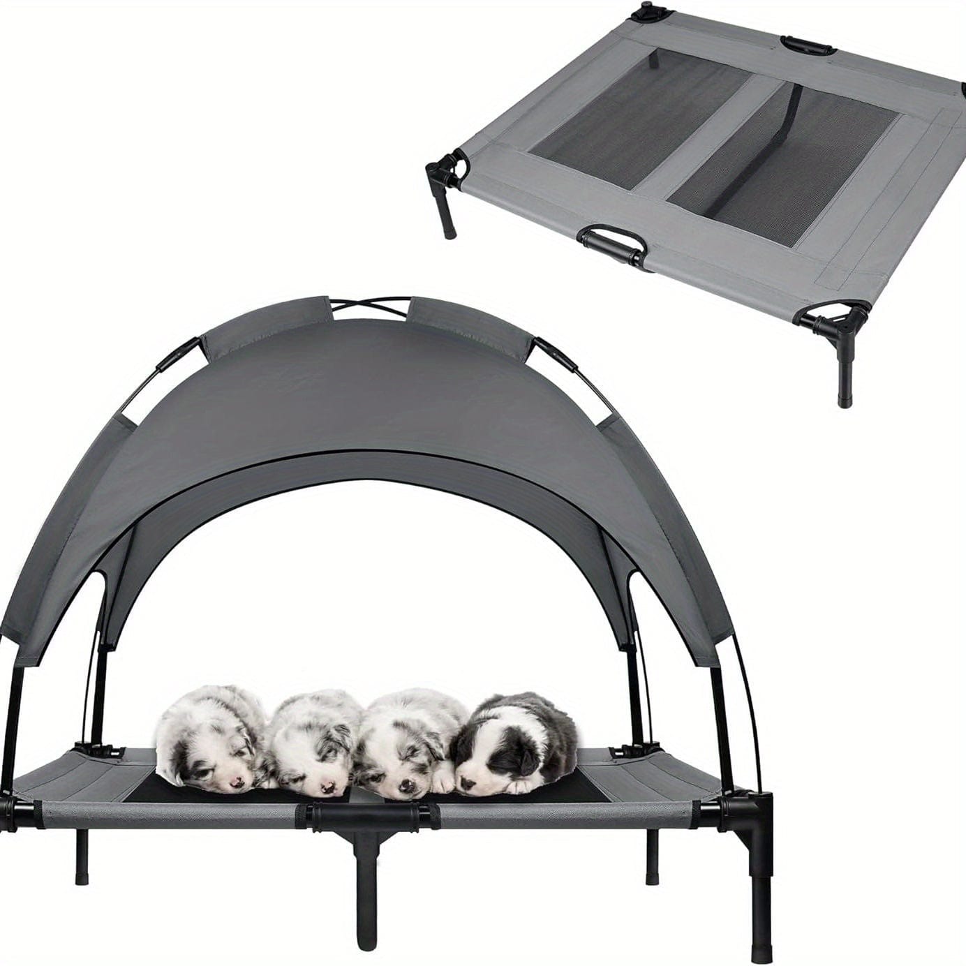 Lit surélevé pour chien avec auvent – Couchage portable intérieur/extérieur