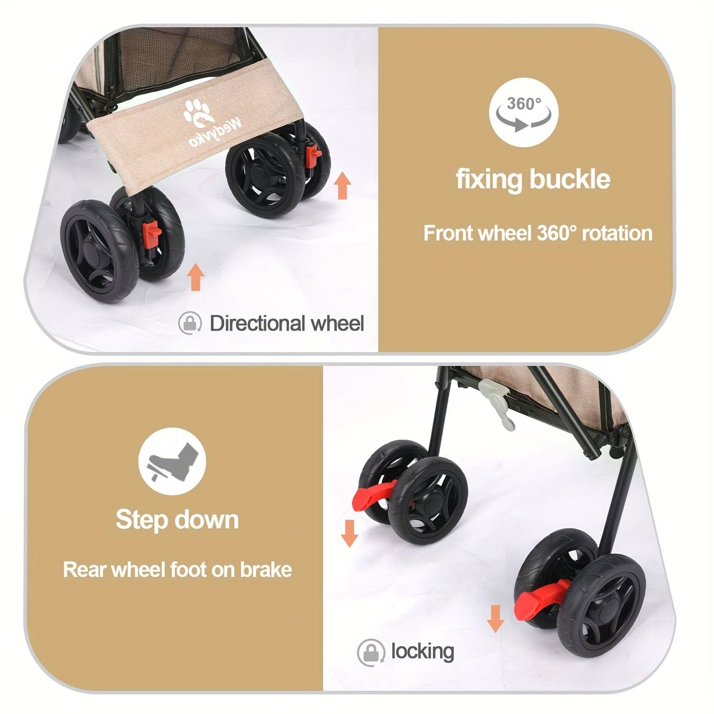 Poussette légère & portable pour chien & chat – Jusqu’à 15 kg